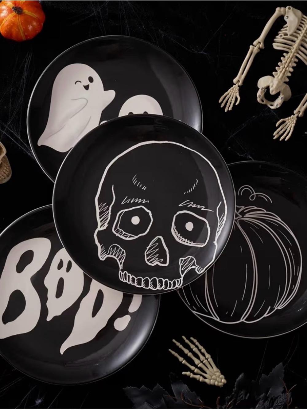Halloween Black & White Dinner Plates